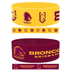127310 BRISBANE BRONCOS NRL TEAM LOGO PACK OF 2 SILICONE SUPPORTER WRIST BANDS - Picture 1 of 1