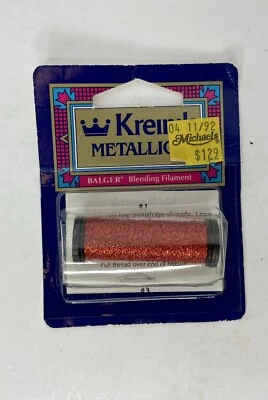 KREINIG Balger FINE BRAID Blending Filament THREAD METALLIC Red DISCONTINUED NOS - Image 1 of 2
