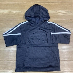 Boys Fleece Hoodie 7 Adidas Hooded Sweater 3Stripes Youth Pullover Sweatshirt - Picture 1 of 15