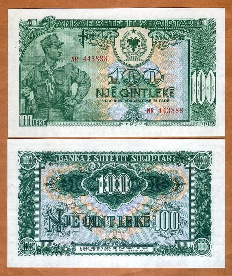 Albania, 100 leke, 1957, P-30, UNC Soldier  - Image 1 of 1