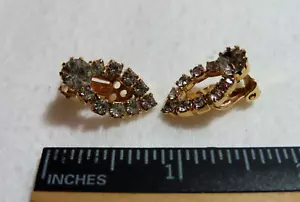 Pendientes de clip vintage con diamantes de imitación en forma de marquesa 0,75" tono dorado - Imagen 1 de 5