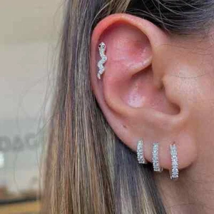 Elegant Crystal Huggie Hoop Earrings 925 Sterling Silver Jewellery women Girl - Picture 1 of 5