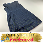 Emily And Fin Women's Dark Navy Short Dress Yellow Polka Dots Sleeveless Size M