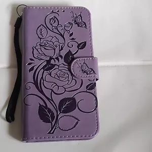 Google Pixel 7 Leather Folio Case | Purple Floral | Card Slots | 360° Protection - Picture 1 of 6