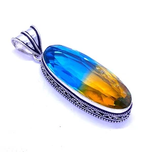 Colgante vintage de plata de ley 925 con múltiples piedras preciosas de turmalina hecha a mano joyería - Imagen 1 de 3