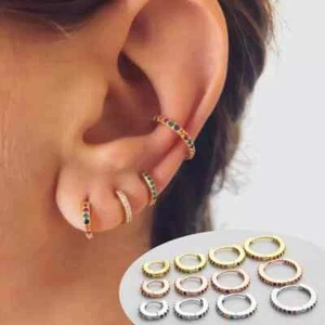 925 Sterling Silver Huggie Hoop Earrings Minimalist Dainty Simple Gift for Women - Picture 1 of 7