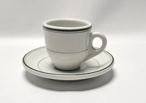 Vintage Restaurant Ware Demitasse Espresso Cup and Saucer Green Stripe - Picture 1 of 3