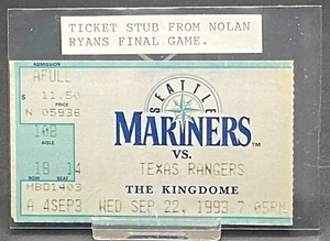 9/22/ 1993 TICKET STUB FROM NOLAN RYANS FINAL GAME MARINERS VS RANGERS KINGDOME - Picture 1 of 2