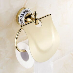 Toilet Paper Holder Wall Mounted Vintage Classic Bathroom Gold Color Brass