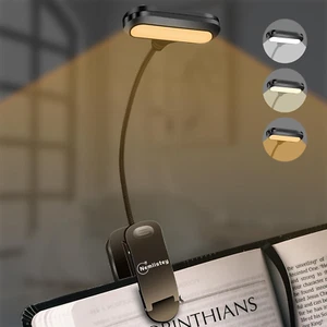 Rechargeable Book Light, 3 Colors, Dimmable, Clip-On, Magnetic, 360° Rotation - Picture 1 of 11