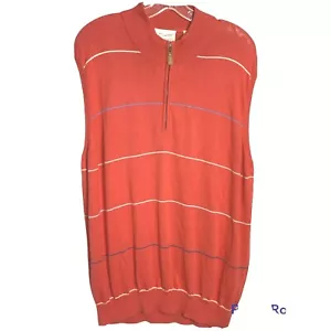Men's McIlhenny Dry Goods Tabasco Golf Sweater Vest 1/4 zip Orange stripe L NWT - Picture 1 of 8