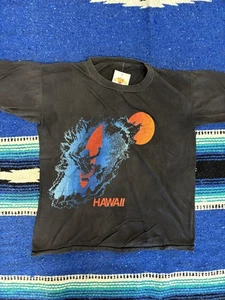 Vintage Hawaii Shirt Mens Small Black Windsurfing Graphic Single Stitch 80s - Picture 1 of 11