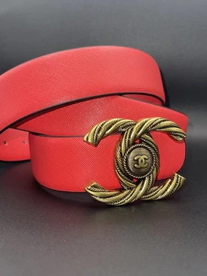 Chanel Women's Red Leather Belt  120 36-40 - Image 1 of 4