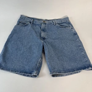 Wrangler Denim Shorts Men's 36 Blue Denim Distressed - Picture 1 of 12
