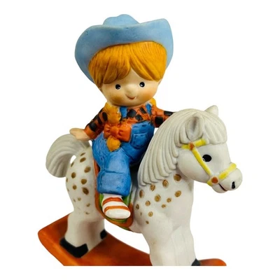 De Colección Enesco Niña Sombrero de Vaquero Montar Polk-A-Dot Caballo Poni Figura Coleccionable Años 80 Foto 1 de 4