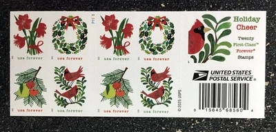 2025USA Forever Holiday Cheer - Booklet of 20  Mint Christmas - Image 1 of 2
