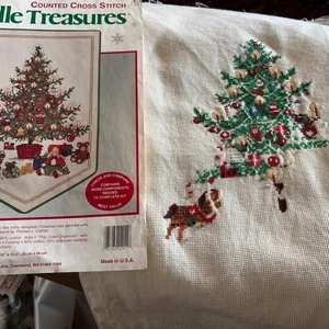 Vtg NEEDLE TREASURES Counted Cross Stitch Kit O TANNENBAUM 10" x 15.5"  Started - Picture 1 of 5