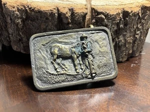 Vintage Western Style Gürtelschnalle BERMAN selten silber goldfarben USA Rarität Americana - Bild 1 von 19