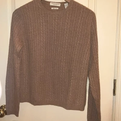 Suéter de Cachemira Valerie Stevens M Cable Moca Cuello Redondo Manga Larga Acogedor Foto 1 de 4