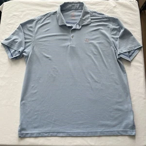 Polo de golf Rhoback Performance a rayas azul claro blanco para hombre XL - Imagen 1 de 9