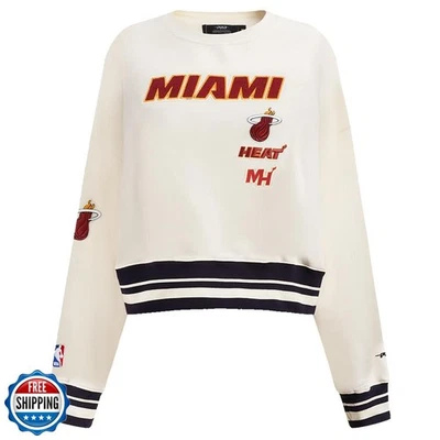 Sudadera Pro Standard Para Mujer NBA Miami Heat Retro Clásicos Cuello Redondo Cáscara de Huevo Foto 1 de 4