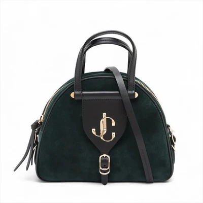 Bolso de mano Jimmy Choo Varennes gamuza x cuero 2 vías verde x negro Foto 1 de 4