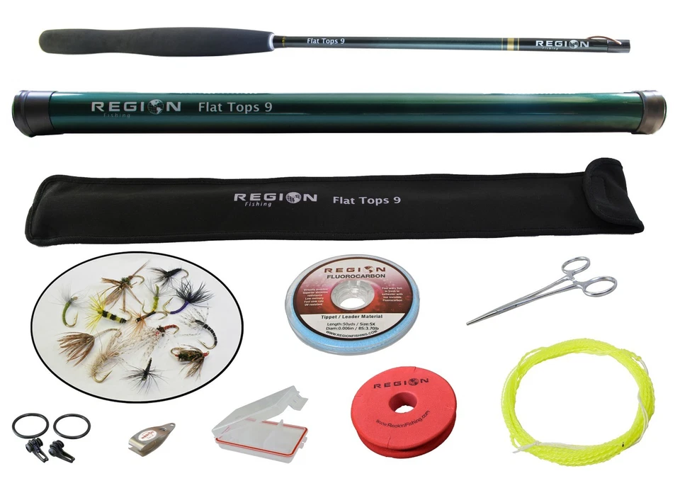 Tenkara Fly Rod - Flat Tops 9' Travel Rod w/ Starter Kit - Japanese Carbon Fiber - Image 1 of 4