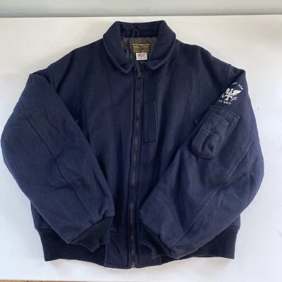 Abrigo Chaqueta Vintage Auténtico Avirex BuAero Azul Marino Invierno Lana Talla Grande Foto 1 de 4