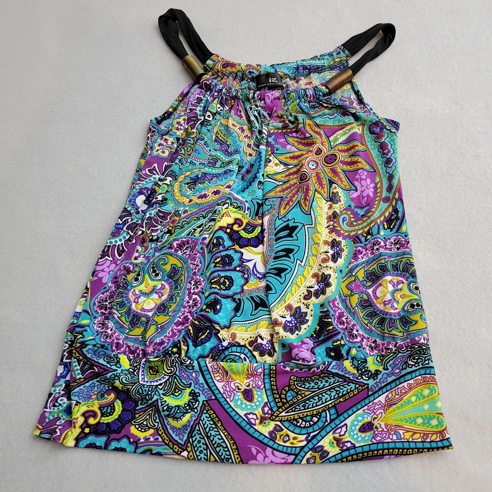 iz Byer California Top Womens Small Y2K Multicolor Paisley Metal & Rope Collar - Image 1 of 4