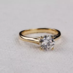 0.50 Ct Natural Round Cut Diamond Anniversary Wedding Ring 14K Yellow Gold - Picture 1 of 9