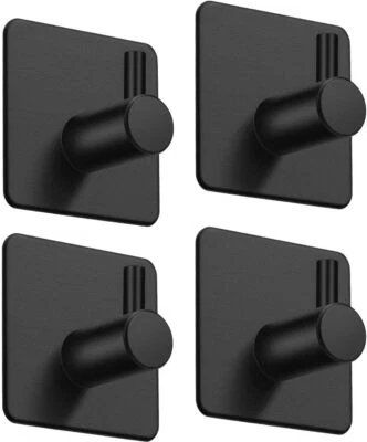 Handtuchhalter Handtuchhaken 4 Stück ohne bohren selbstklebend Edelstahl Schwarz - Bild 1 von 4