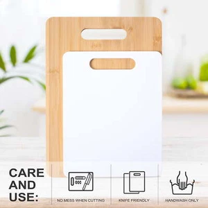 14 x 10in&11 x 8.5in,Cutting Boards Set, , 100% Bamboo and Polypropylene,New - Picture 1 of 7