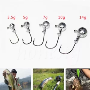 3x 1.5~14g Round Jig Lead Head Hooks Fishing With Barb Eagle Claw Hook Tackle - Picture 1 of 8