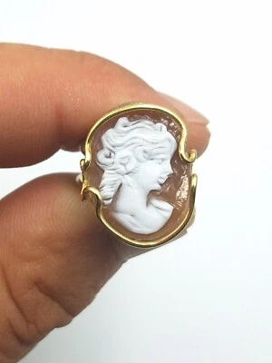 ANELLO IN ARGENTO 925% CON CAMMEO SARDONICO , ANELLO DONNA , ANELLO CON CAMEO   - Immagine 1 di 4