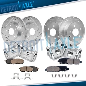 Front Rear Drilled Rotors Calipers Brake Pads for 2007 - 2009 2010 Nissan Altima - Picture 1 of 8