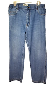 Duke Jeans Classic Mens Cotton Straight Leg Jean Elastic Sides Pockets Size 36L - Picture 1 of 9