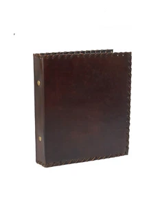 Indien Klassik Akten Ordner 2 Ringe DIN A5 Echtes Büffel Leder Handmade Prägung - Picture 1 of 5