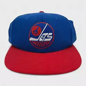 Cappello Berretto Snapback Vintage Anni 90 Universal Winnipeg Jets Blu e Rosso NHL Hockey - Foto 1 di 2