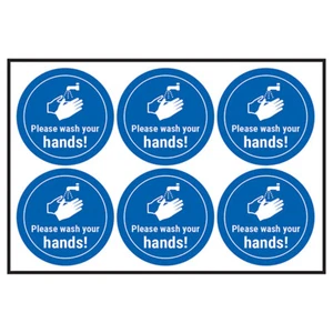 6x Please Wash Your Hands! - Health & Safety Signs Stickers GOV UK Hygiene - Picture 1 of 1