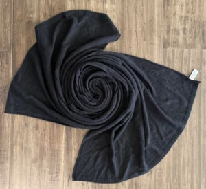 NWOT NORDSTROM 100% Cashmere Knit Scarf 30"X80" Black - Picture 1 of 4