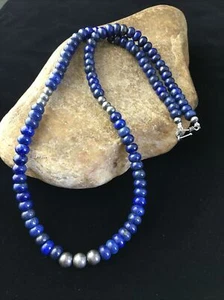 Collar de plata de ley navajo lapislázuli para hombre 22" 1739 - Imagen 1 de 12