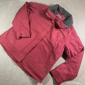Wolverine Full Zip Canvas Chore Jacket Mens XL Red Barn Fur Trim Elbow Pads - Picture 1 of 8