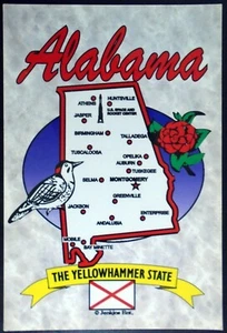 C7772 Simple Alabama State “Map” Card, ‘The Yellowhammer State’, Postcard - Picture 1 of 2