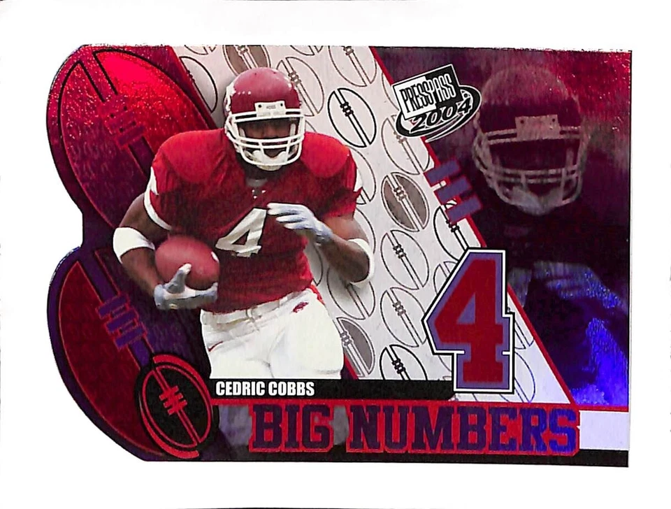 Cedric Cobbs 2004 Press Pass Big Numbers Rookie Card Arkansas Razorbacks - Image 1 of 1