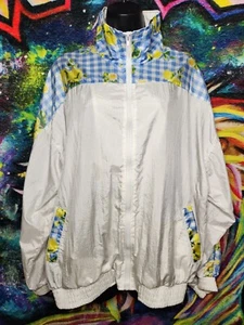 Vintage 90s Slade Colorblock Floral Geometric Windbreaker Jacket Women’s Large - Picture 1 of 5