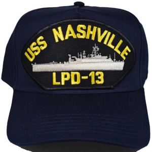 CAPPELLO NAVE USS NASHVILLE LPD-13 - BLU NAVY - attività di proprietà di veterani - Foto 1 di 1