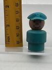 Vintage Fisher Price little people wood turquoise African American pilot b1