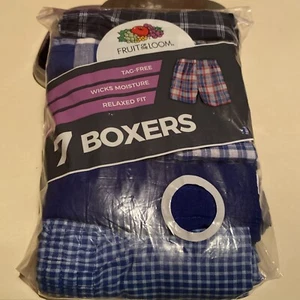 Fruit Loom Boys Woven Boxer Shorts 7 Pack Size S 6 -8 Plaid & Solid Colors - Picture 1 of 4