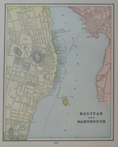 1900 Cricket Map HALIFAX DARTMOUTH Nova Scotia Canada Cunard Piers Fort Ogilvie - Picture 1 of 12