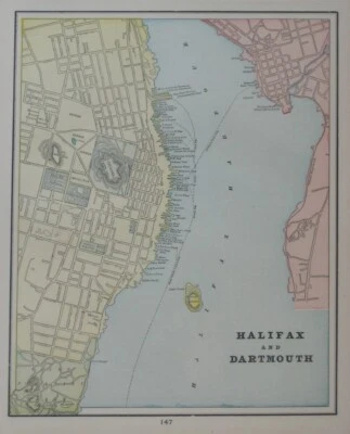 1900 Cricket Map HALIFAX DARTMOUTH Nova Scotia Canada Cunard Piers Fort Ogilvie - Image 1 of 4